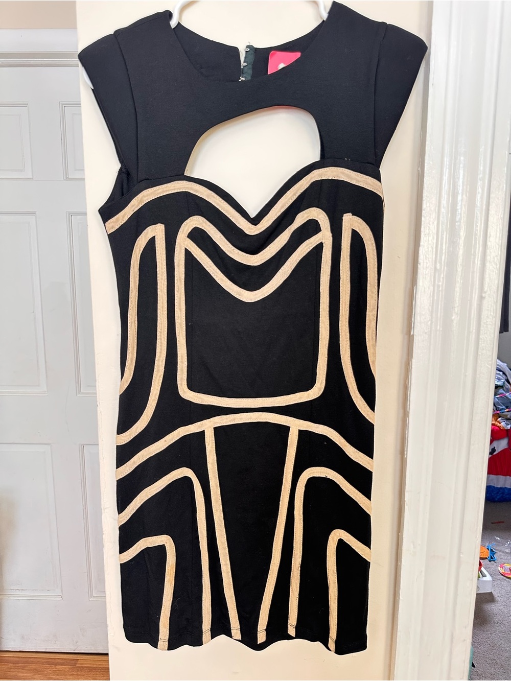 BLQ.MKT / Black Laquer Market Black and Gold Cutout Sheath Dress - Women